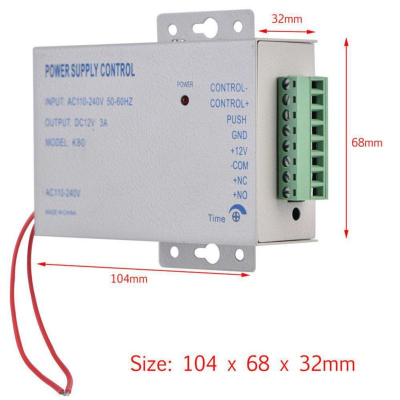 Fosa Electric Door Lock Fuente de alimentación, Entrada AC110V-240V Salida DC 12V 3A 30WDoor de Controlador de Control de Acceso