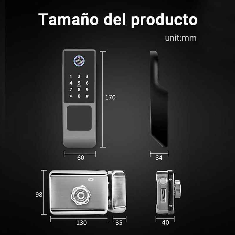 Cerradura Electrónica, Vantisan 5-EN-1 Cerradura Inteligente Electrónica con Huella Digital/APP/Contraseña/Tarjeta IC/Llave Mecá