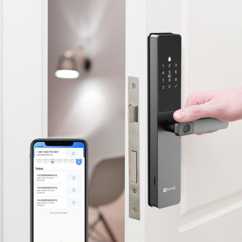 EZVIZ Cerradura Inteligente DL05 – Entrada sin Llave, Huella, Múltiples Opciones de Desbloqueo, Integración con Cámara Ezviz en