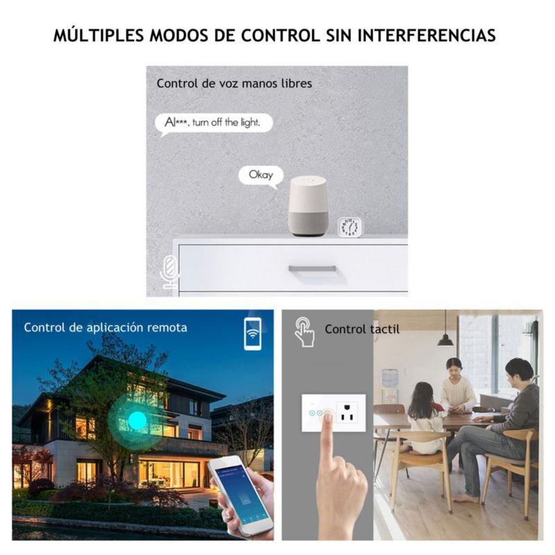 Feiniao 95-250V Enchufe Pared Inteligente WiFi con Interruptor Inteligente de Luz Táctil de 1 Grupo, Aplicación de Control Remot