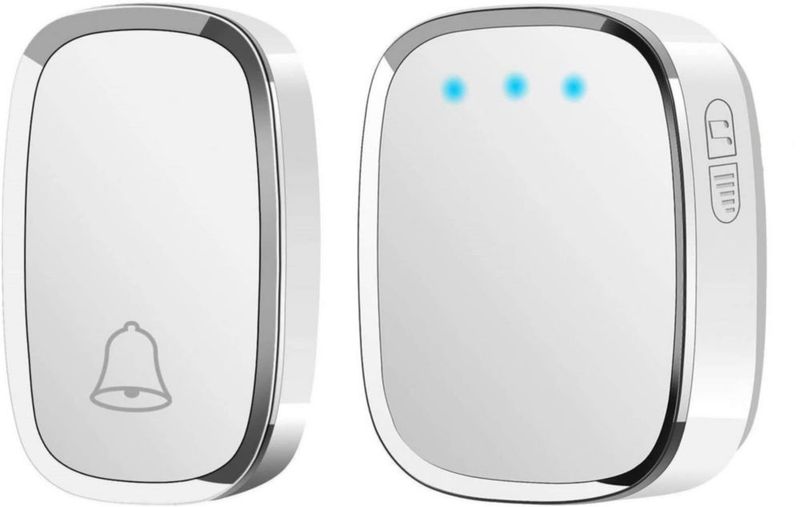 Timbre Inalámbrico, Timbre Impermeable con 1 Transmisor y 1 Receptor, Timbres para Puertas Volumen Ajustable Alcance a 280m, 4 N