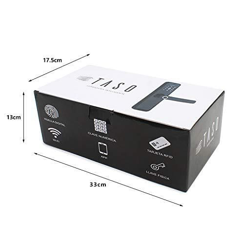 TASO CERRADURA INTELIGENTE (PLATA) Con 5 métodos de apertura, huella digital, clave numérica, tarjeta RFID, por medio del celula