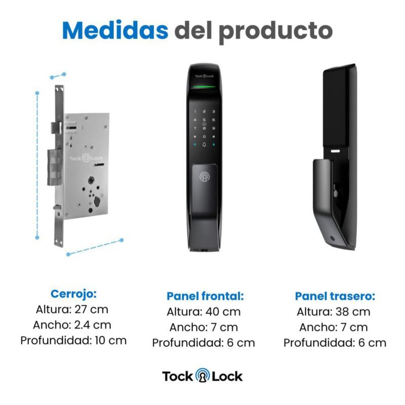 Tock Lock - Cerradura Electrónica Inteligente para Puerta Principa y Habitación| Chapa Digital Eléctrica | Celular, Huella, Códi