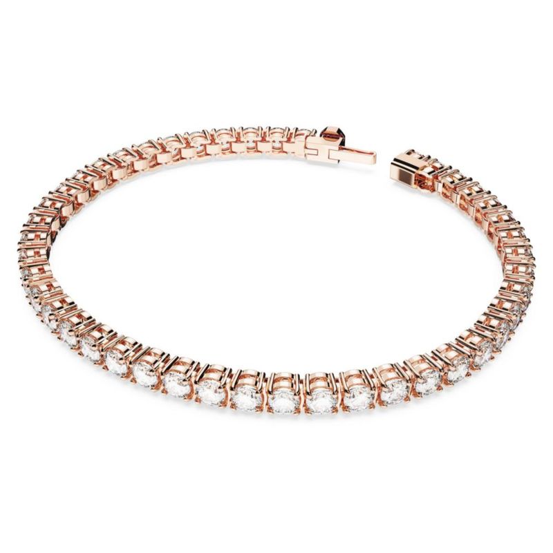 Pulsera Swarovski 17 cm Transparente con Acabado Rosa Dorado
