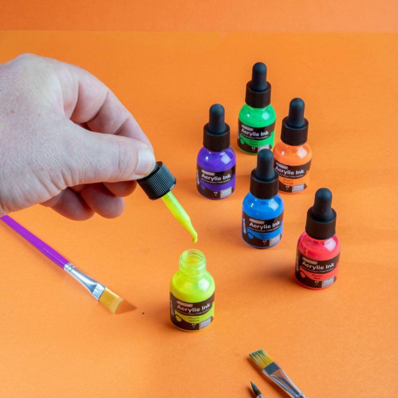 Tinta Acrílica Mont Marte 6 uds x 20 ml Colores Fluorescentes