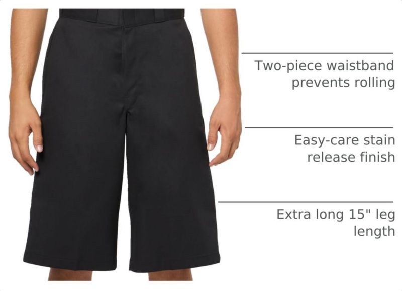 Pantalones Cortos de Trabajo Dickies 38 cm Negro Talla 34 Corte Holgado