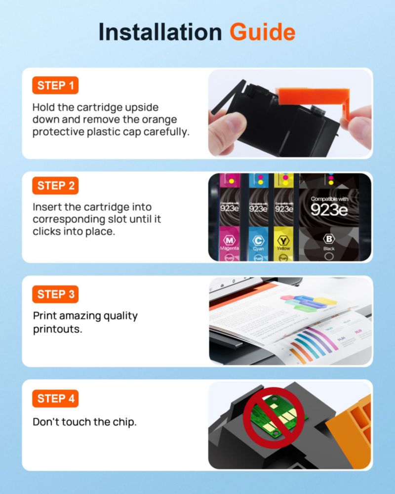 Cartuchos de tinta E‑Z Ink Pro 923XL (paquete de 4)