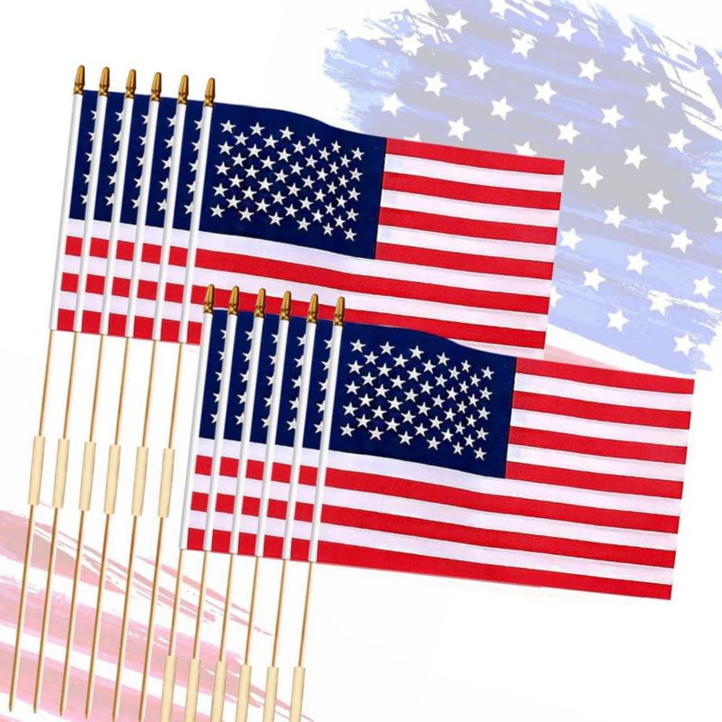 Banderas americanas BOLALI 30x46 cm paquete de 24 con punta de lanza
