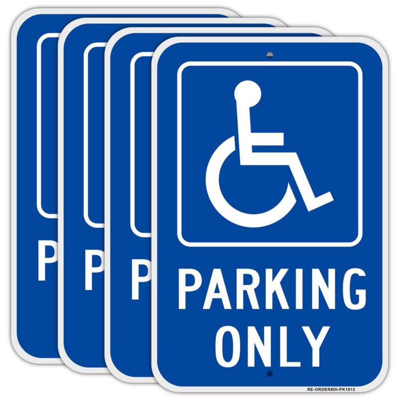 Señal de Estacionamiento para Personas con Discapacidad DIESOTT 46x30 cm Pack de 4 Reflectante
