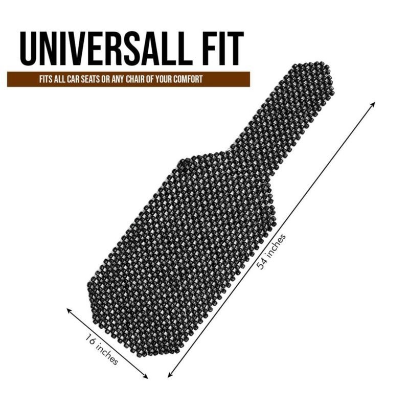 Cojín de Asiento ZONETECH Negro con Perlas de Madera - Pack de 2