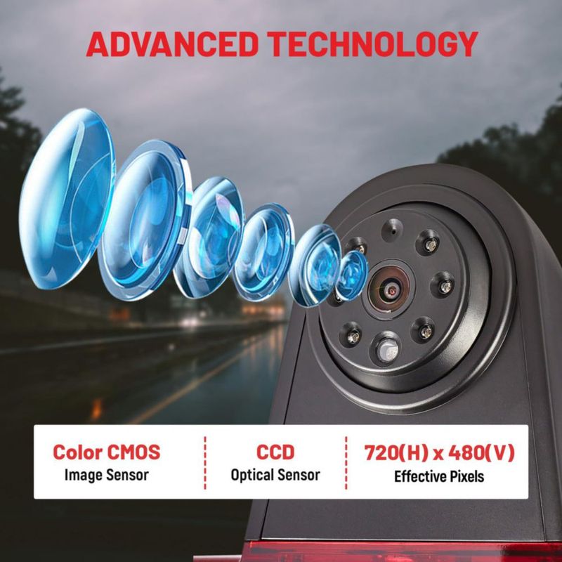 Luz de freno con cámara RED WOLF para Sprinter/Crafter 170° IP67
