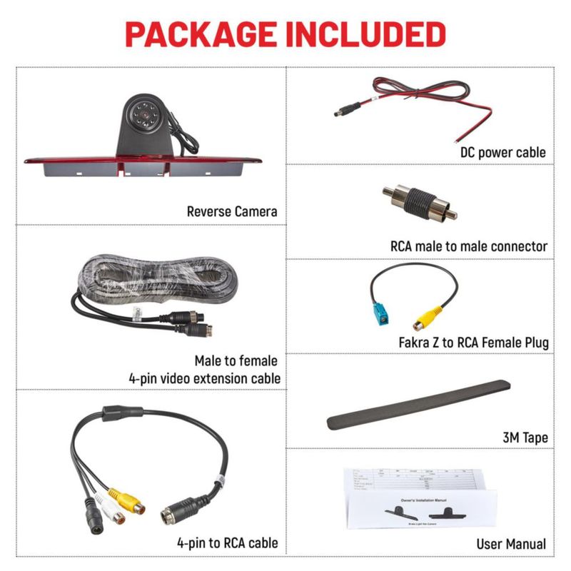 Luz de freno con cámara RED WOLF para Sprinter/Crafter 170° IP67
