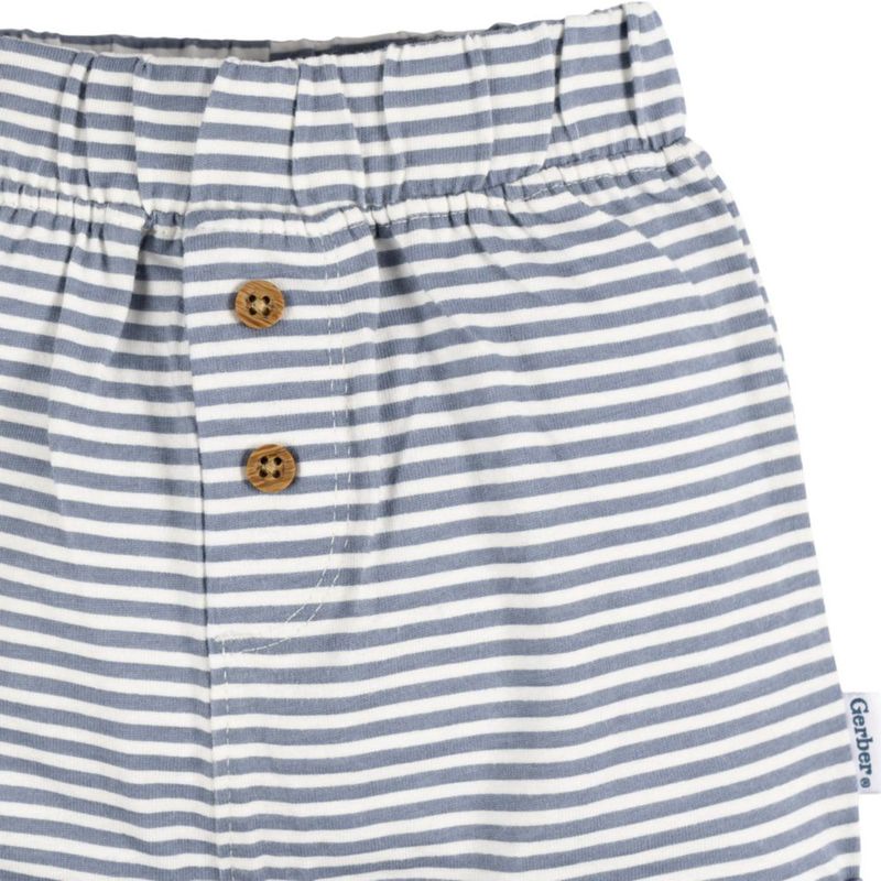 Pantaloncitos Gerber Unisex 3‑6 meses pack de 3 (azul marino avena y rayado)