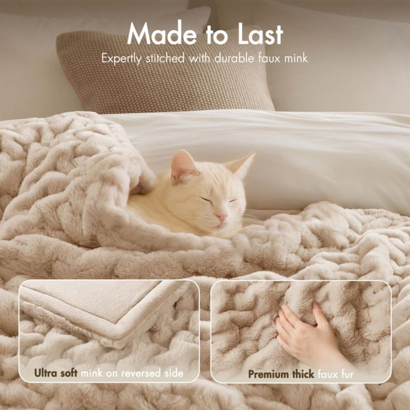 Manta Madison Park 127 cm x 152 cm Beige de Peluche Sintético