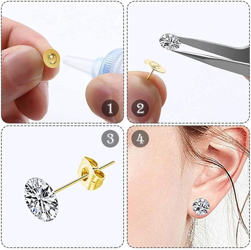 Huucky 450 piezas Pasadores y Cierres para Aretes de Acero Inoxidable