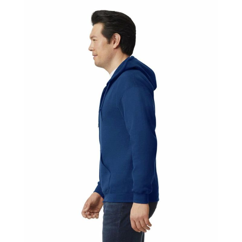 Sudadera con capucha con cremallera Gildan G18600 azul marino talla mediana