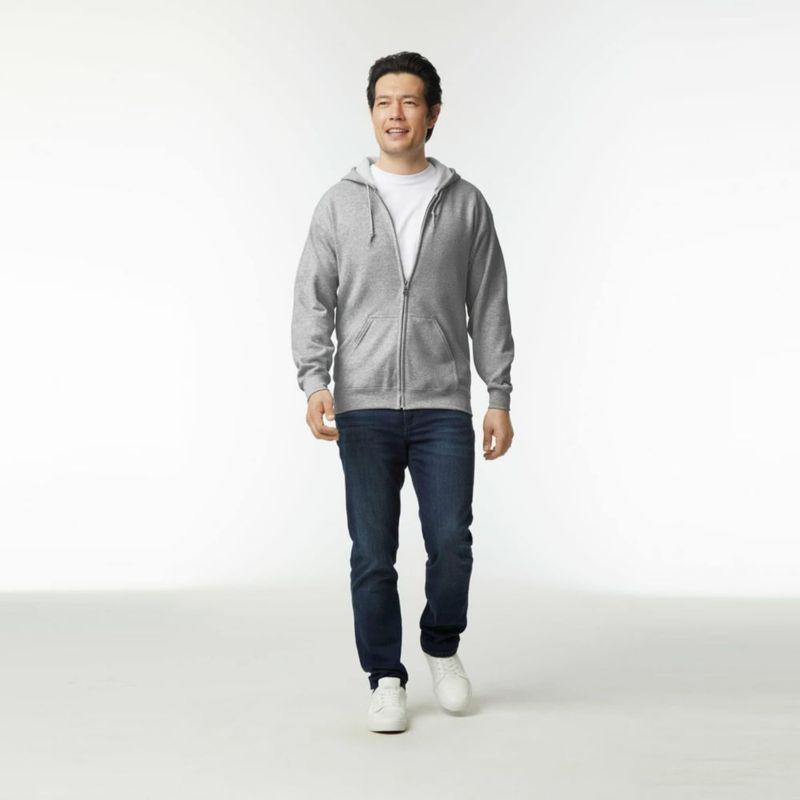 Sudadera con capucha con cremallera Gildan G18600 azul marino talla mediana