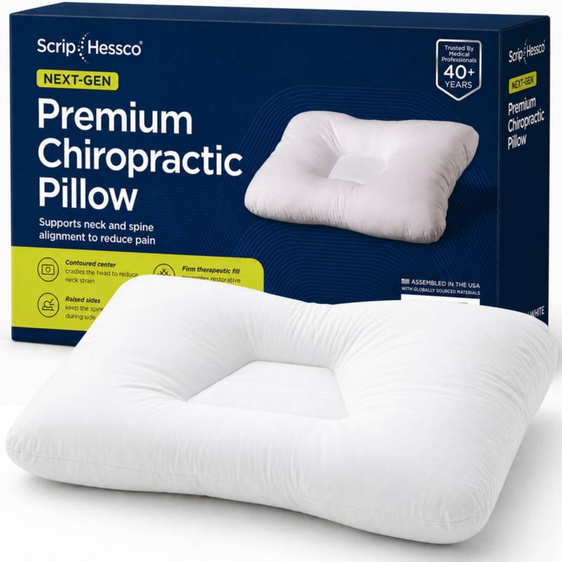 Almohada Cervical ScripHessco Tamaño Mediano 56 cm Relleno de Fibra Blanco