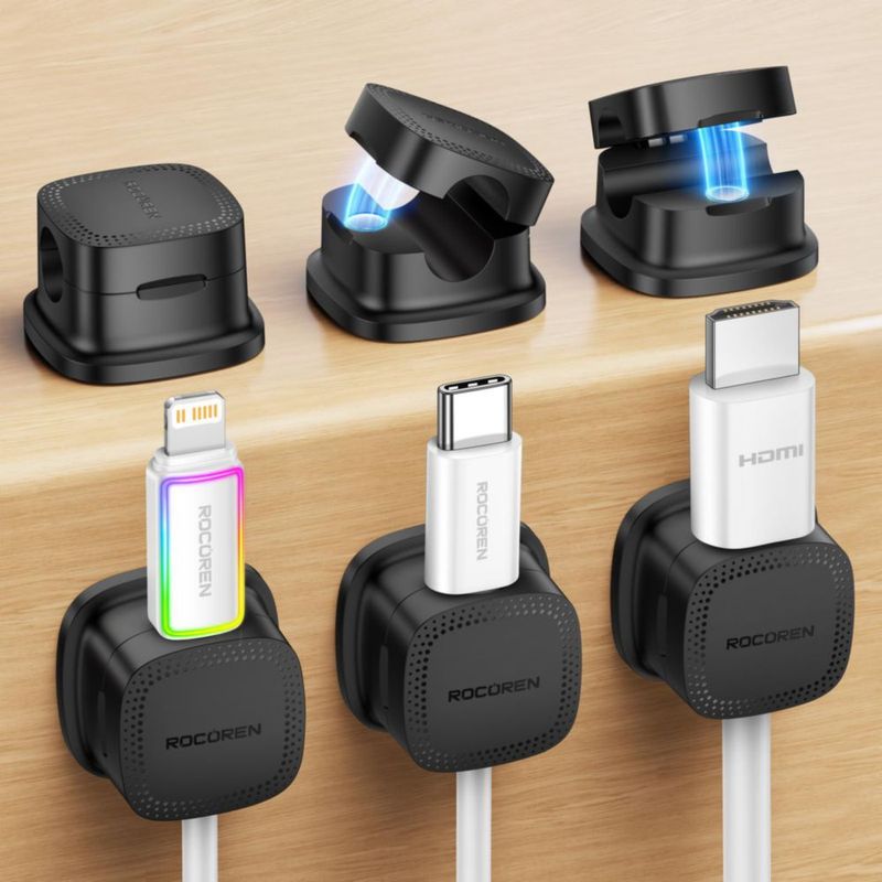 Clips de cable magnéticos Rocoren 6 unidades - negro
