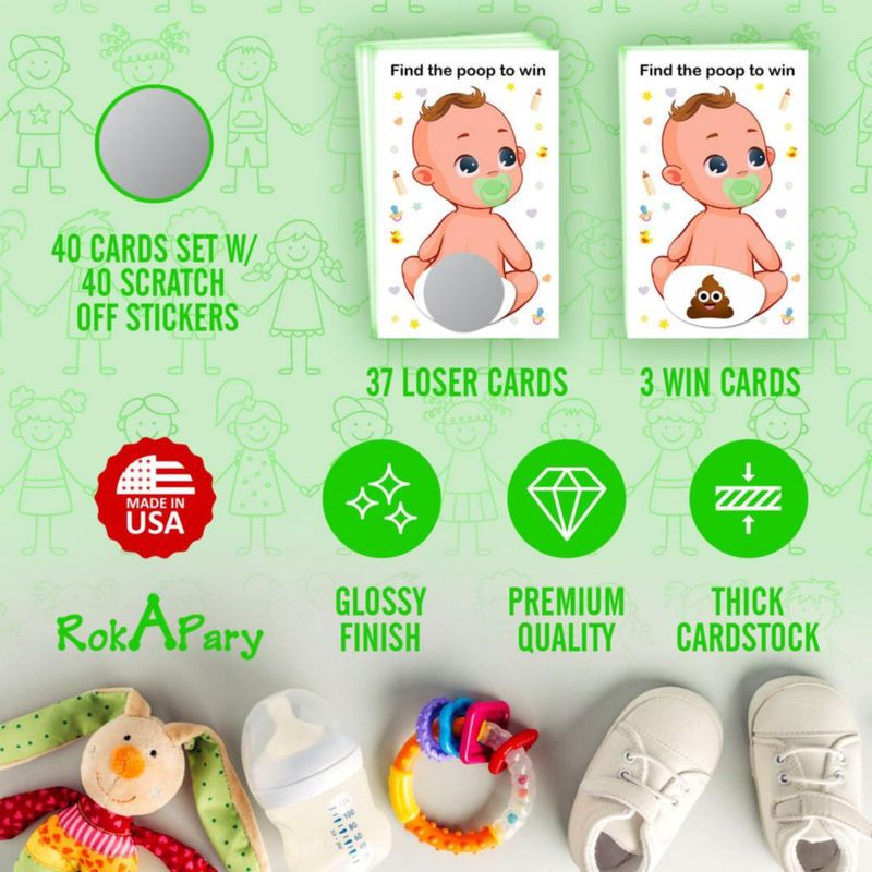 Juego de Rasca y Gana RokAPary para Baby Shower – 40 Tarjetas