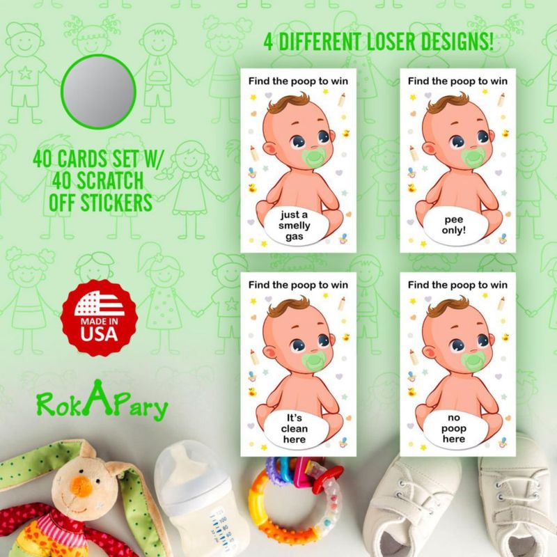 Juego de Rasca y Gana RokAPary para Baby Shower – 40 Tarjetas