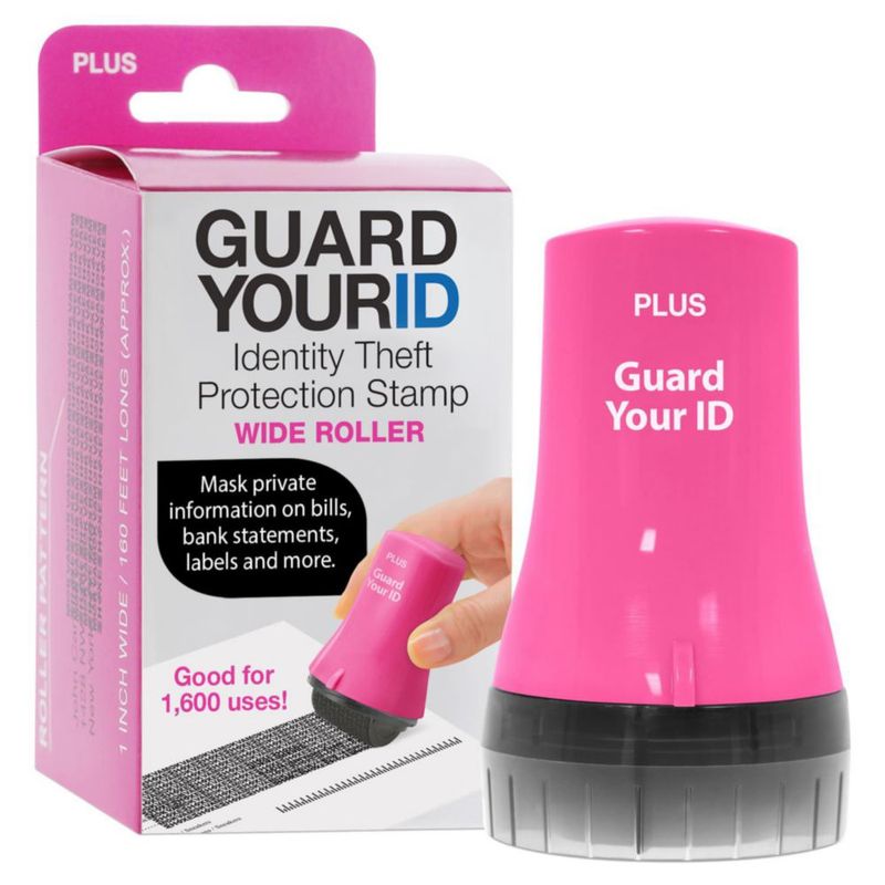 Sello de rodillo Guard Your ID Wide contra el robo de identidad – Color rosa