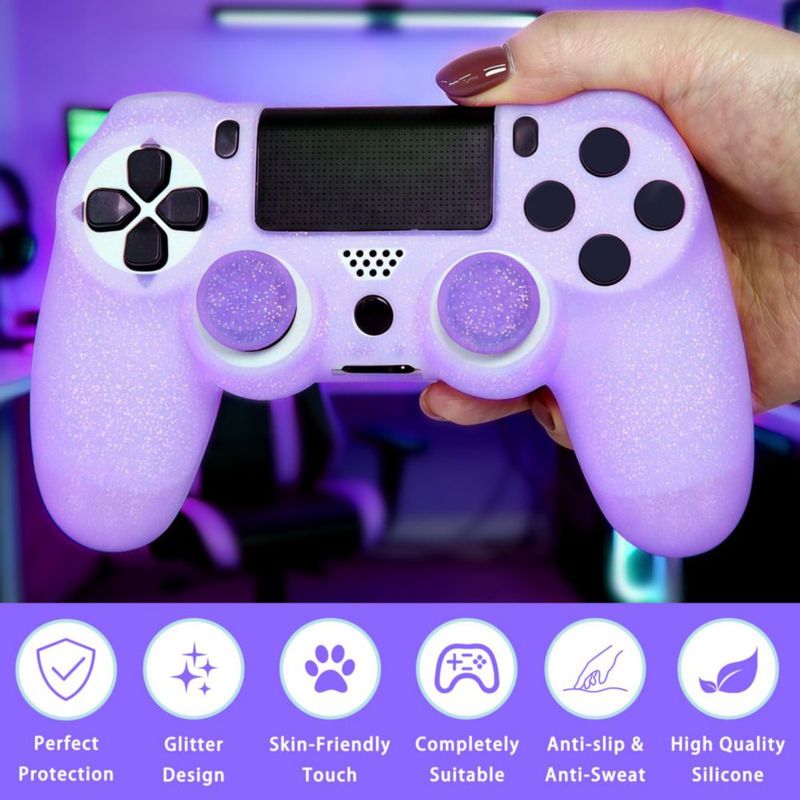 Cubierta para PS4 HLRAO Púrpura Brillante Antideslizante 8 pzas