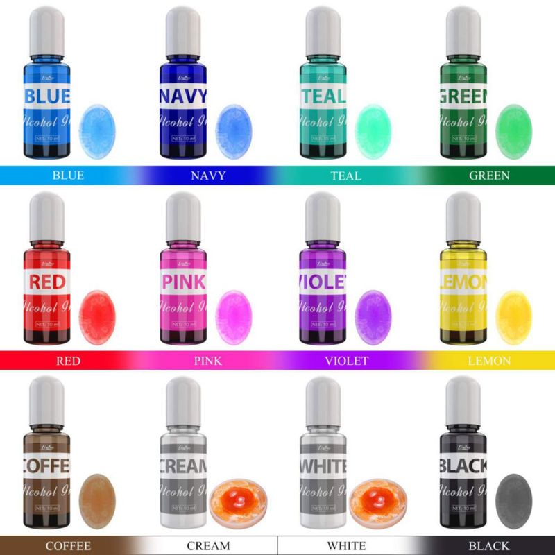 Tinta alcohólica Limino 120 ml 12 colores para arte con resina