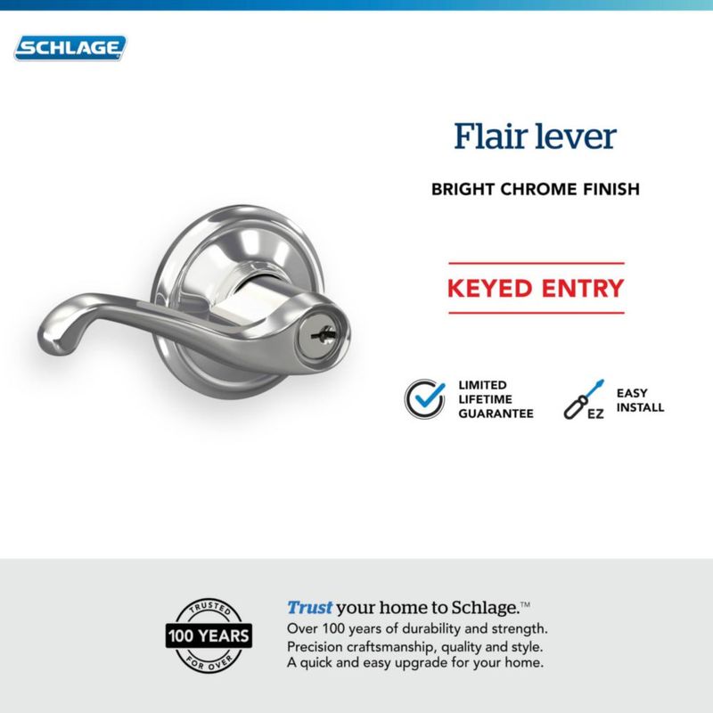 Tirador de puerta SCHLAGE Flair con llave cromo brillante