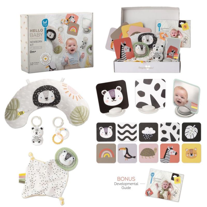 Kit de juguetes de desarrollo Taf Toys para recién nacidos con 12 juguetes esenciales