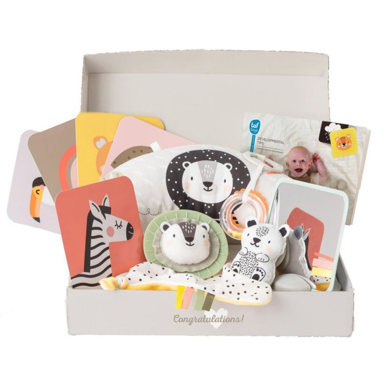Kit de juguetes de desarrollo Taf Toys para recién nacidos con 12 juguetes esenciales