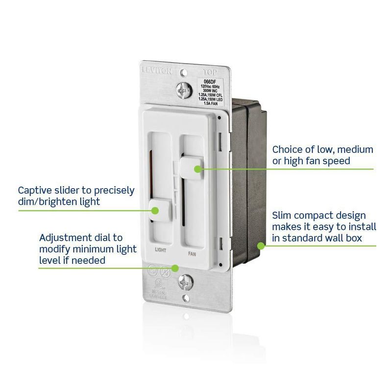 Interruptor regulador Leviton 66DF-10I marfil 120 V