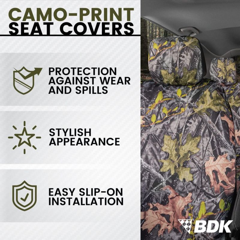 Cubierta de Asiento BDK Camuflaje Verde Bosque - Juego Completo