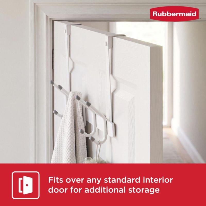 Rubbermaid Gancho de Almacenamiento 5 Ganchos Blanco para Instalar Sobre la Puerta
