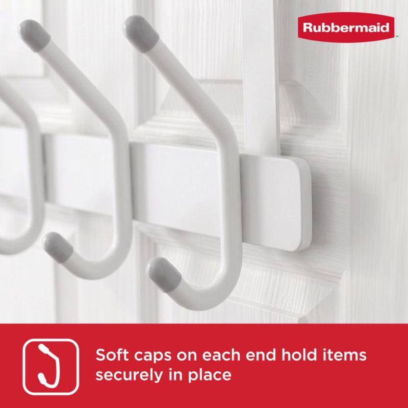 Rubbermaid Gancho de Almacenamiento 5 Ganchos Blanco para Instalar Sobre la Puerta