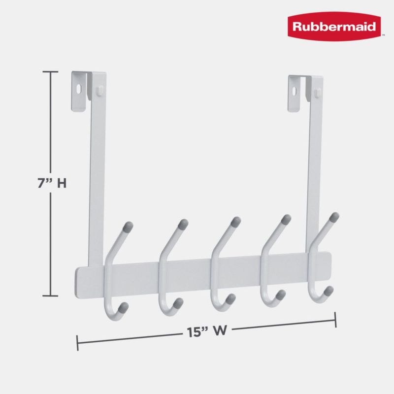 Rubbermaid Gancho de Almacenamiento 5 Ganchos Blanco para Instalar Sobre la Puerta