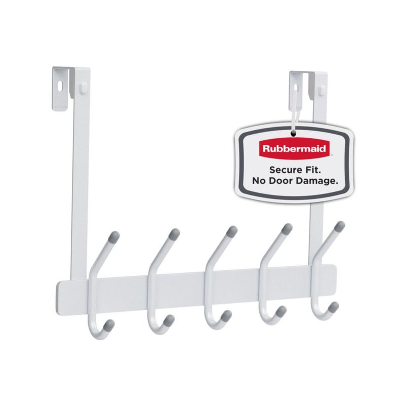 Rubbermaid Gancho de Almacenamiento 5 Ganchos Blanco para Instalar Sobre la Puerta