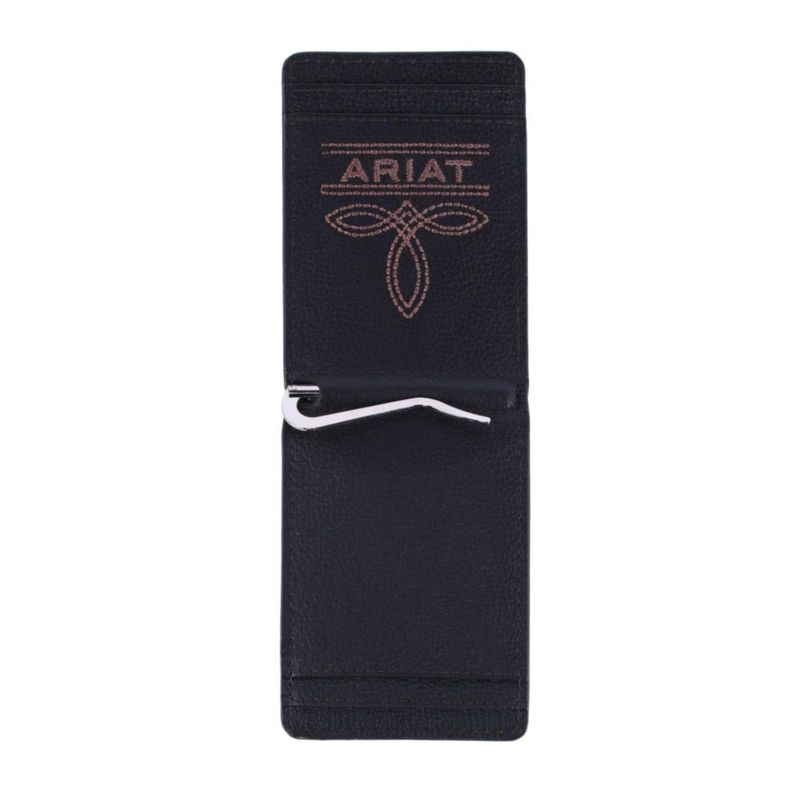 Cartera Ariat 10x75x13 cm de Cuero de Toro con Clip para Billetes