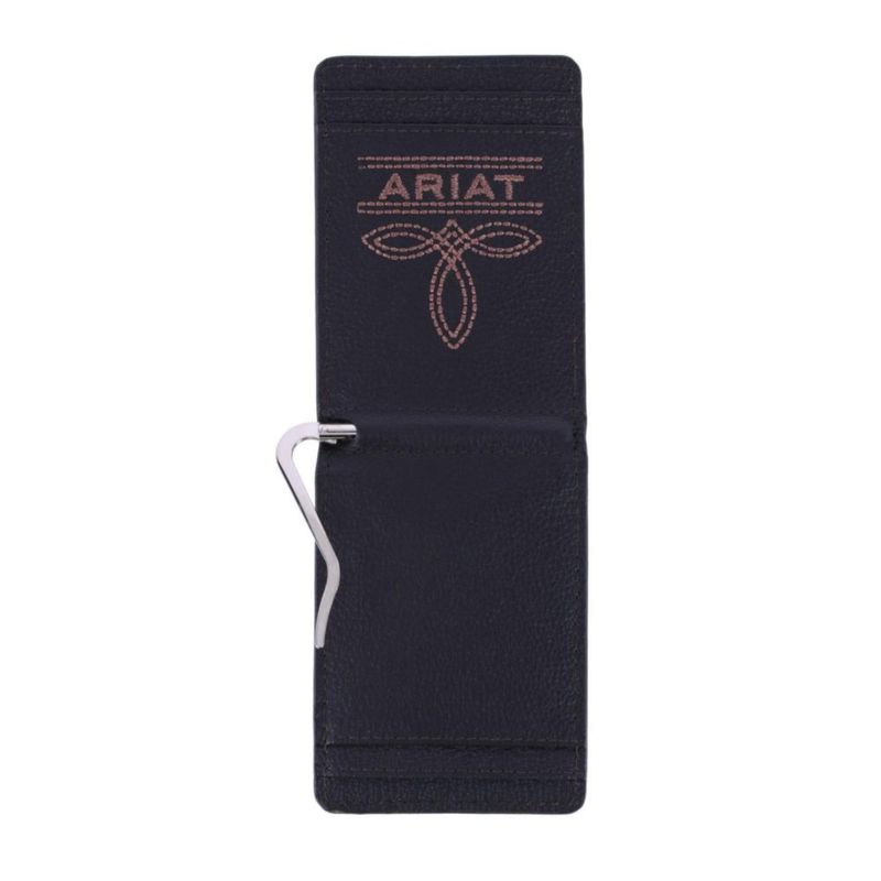 Cartera Ariat 10x75x13 cm de Cuero de Toro con Clip para Billetes