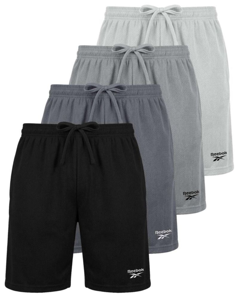 Shorts atléticos de malla para niños Reebok pack de 4 con bolsillo