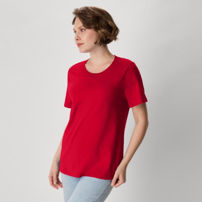 Camiseta Hanes Women’s Perfect‑T de manga corta talla grande rojo intenso