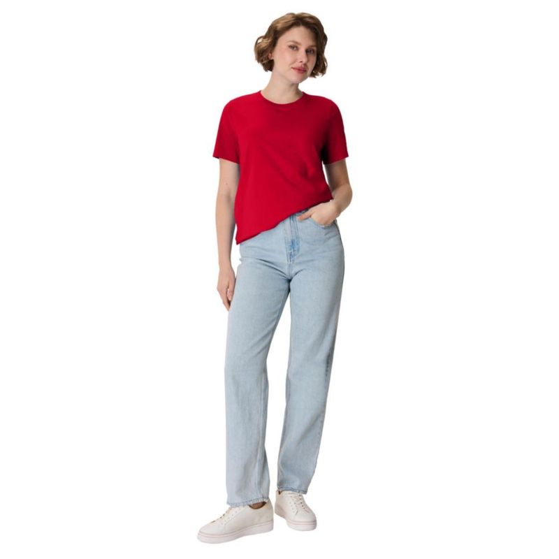 Camiseta Hanes Women’s Perfect‑T de manga corta talla grande rojo intenso