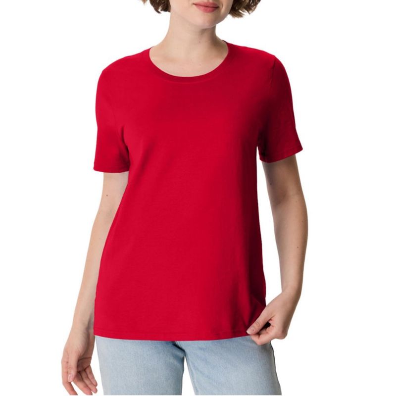 Camiseta Hanes Women’s Perfect‑T de manga corta talla grande rojo intenso