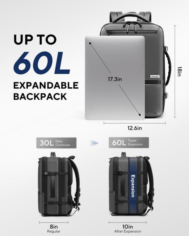 MOCHILA Dinictis 60L Compresión al Vacío Gris Oscuro