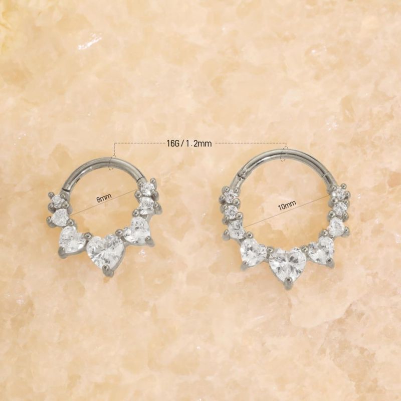 Pendientes ShineRose 8 mm/10 mm/12 mm 16G/18G CZ Plata/Oro