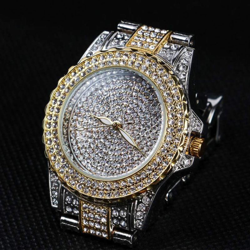 Reloj Smalody 34 cm Diamante Cristal Cuarzo Oro/Plata