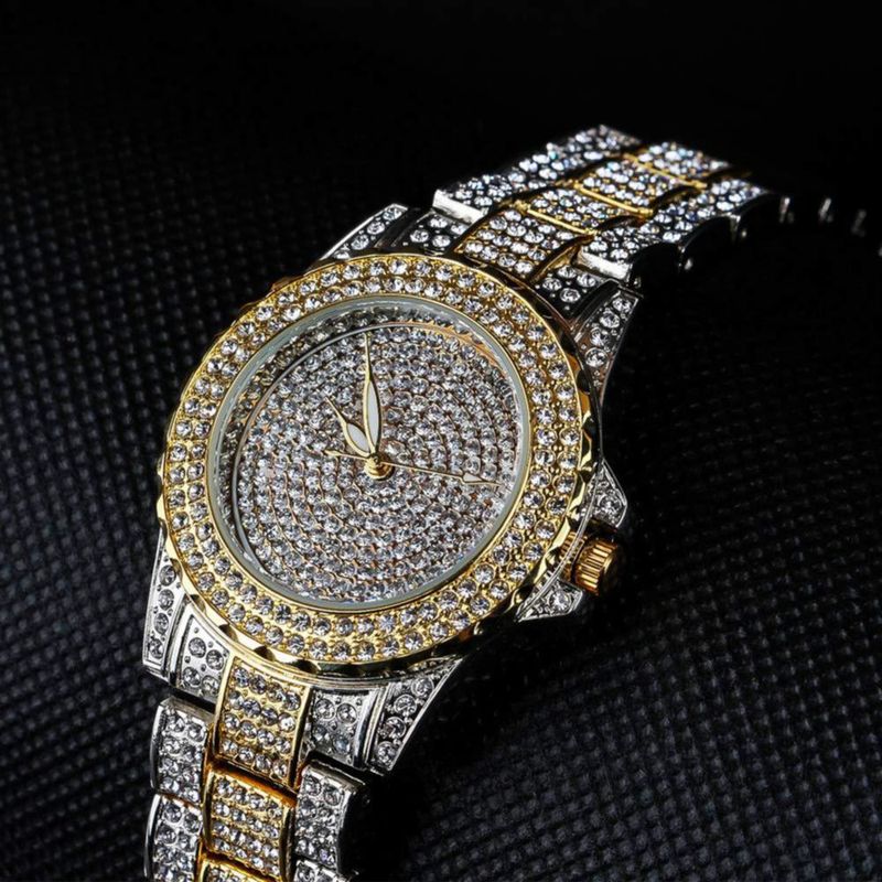 Reloj Smalody 34 cm Diamante Cristal Cuarzo Oro/Plata
