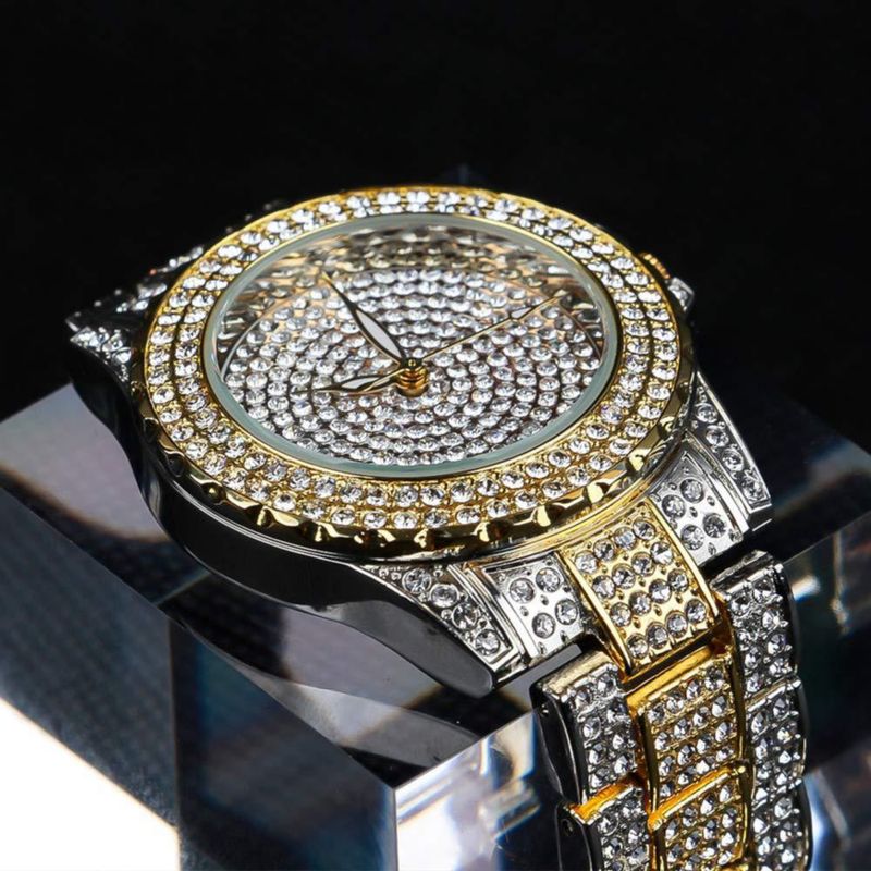 Reloj Smalody 34 cm Diamante Cristal Cuarzo Oro/Plata