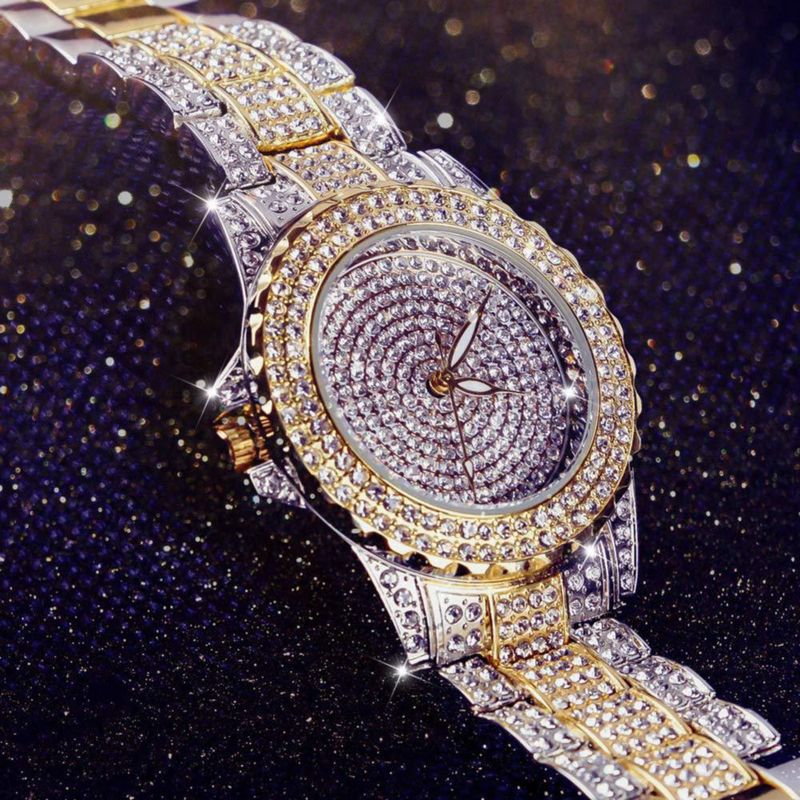 Reloj Smalody 34 cm Diamante Cristal Cuarzo Oro/Plata