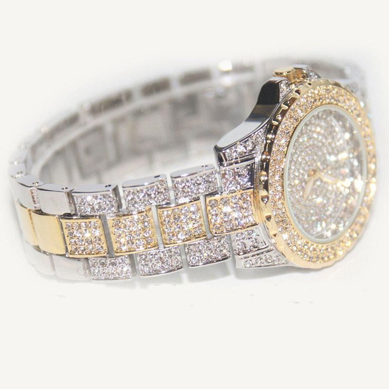 Reloj Smalody 34 cm Diamante Cristal Cuarzo Oro/Plata